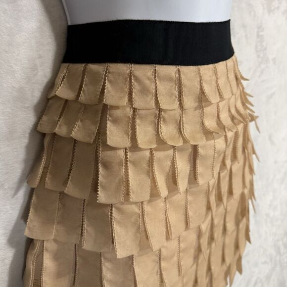 J.Crew Collection Tiered Silk‎ Brique Mini Skirt Size 4 Black Tan Whimsy Preppy - Picture 2 of 15